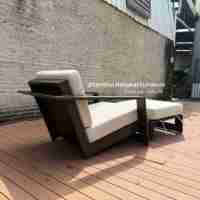 Fauteuil de jardin en aluminium imperméable Hangkai avec repose-pieds, fauteuil de patio en métal, ensemble de canapé de jardin à assise profonde