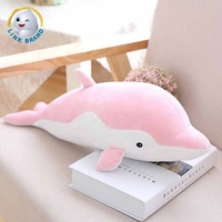 Schattig superzacht aanpasbaar kleurenrijk dierenvormig kussen gevuld met PP katoen roze dolfijn babybed hangend grijs pluche LinkBrand
