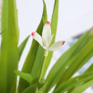 K170 Cattleya daun plastik tiruan putih mini anggrek mini bunga kecil buatan anggrek plastik untuk dekorasi