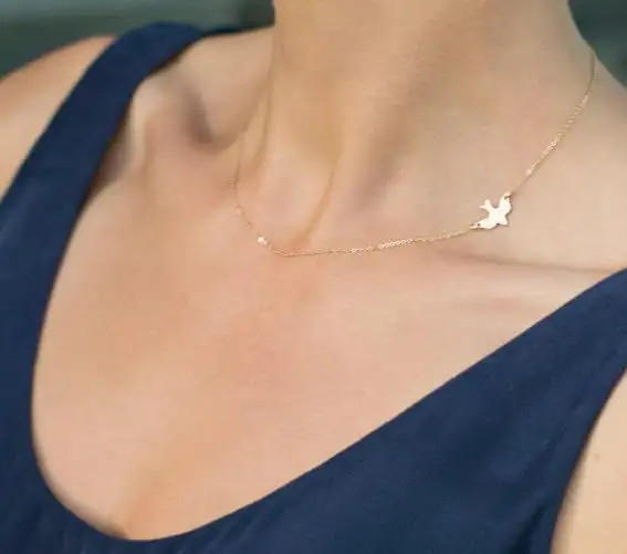 Creatieve Nieuwe Vergulde Fijne Ketting Vogel Ketting Eenvoudige Gouden Zilveren Vogel Charme Ketting Voor Vrouwen Sieraden