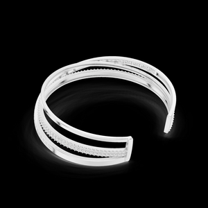 Rose <b>Gold</b> Lab Grown Diamond Sterling Silver Plated Bangle <b>Bracelet</b> Women's Classic Elegant Sparkling Design Party Gift - Product Image 4