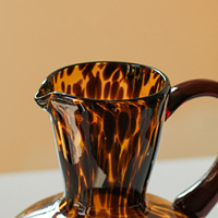 Vas Kaca Bentuk Pitcher Motif Leopard Mewah Elegan, untuk Bunga Segar, Tanaman Hijau, Hiasan Ruang Tamu Rumah