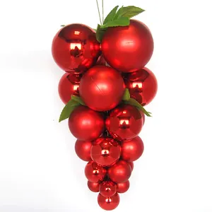 Christmas balls supplier 4cm to 10cm red shinny grape clusters plastic ball ornament