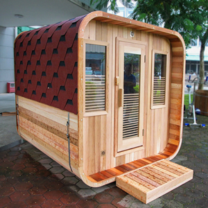 Salle de sauna sec extérieur en cèdre rouge moderne Boyce nouvelle <span class=keywords><strong>cabane</strong></span> cylindrique en bois massif pour villas <span class=keywords><strong>cabane</strong></span> de sauna infrarouge - Product Image 4