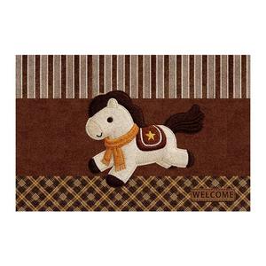 Tapis de porte rectangulaire Joyful Velvet Horse en boucle de soie antidérapant, motif original, en PVC, pour l'entrée et la décoration de la maison - Product Image 1