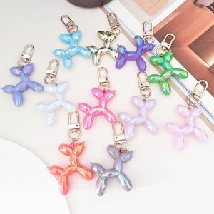 New Fashion Art Trendy Laser Balloon Dog Colorful Key Chain Cute Pet Dog Charm Keychain for Women Handbag Jewelry Cartoon