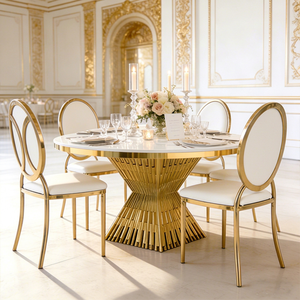 Gold Stainless Steel Modern Art Design Wedding Dining Table MDF Top - Product Image 1