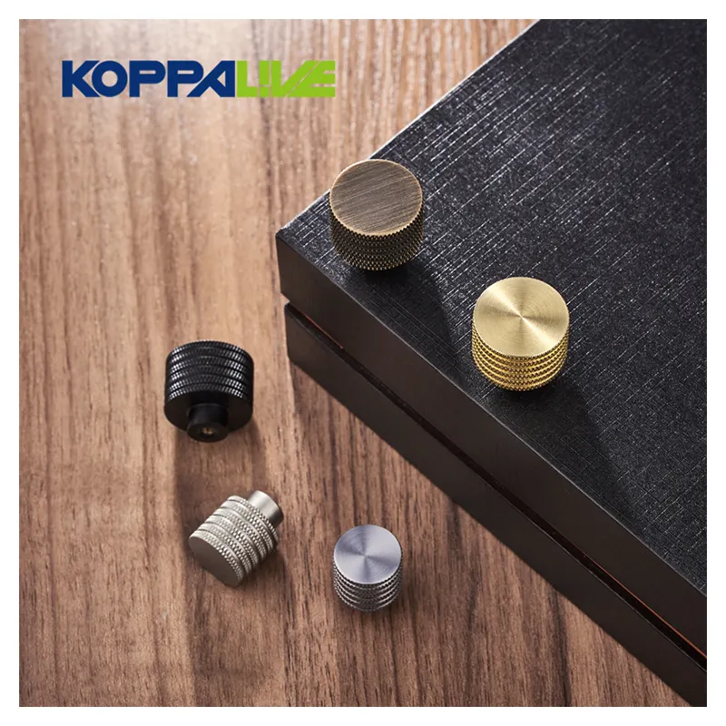 Koppalive Knurling cabinet knobs small black kitchen drawer decoration solid brass knurled knobs