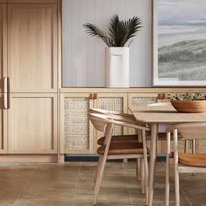 ตู้ครัวไม้วีเนียร์ไม้พร้อมเกาะดีไซน์หรูหราทันสมัยน้ำหนักเบา - Product Image 3