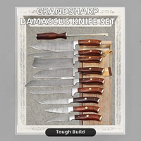 Couteau de chef Grandsharp moderne en acier Damas japonais, ensemble de cuisine, lames en acier au carbone, manche en bois massif, multi-usages