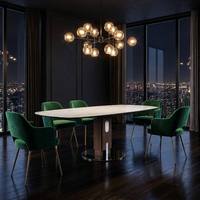 Table de salle à manger ronde extensible en ardoise pour 8 personnes, idéale pour la maison et les restaurants – Grande promotion familiale