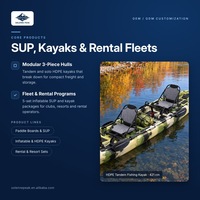 Kayak tandem en HDPE pour 2 personnes, modulaire en 3 parties, double kayak de pêche 421 cm avec deux pédales Penguin et sièges en métal
