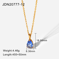 Simple Collier Pendentif Pierre de Naissance en Forme de Goutte en Acier Inoxydable Plaqué Or 18K, Zircon de Couleur et Titane pour Femme