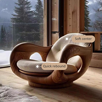 Nouveau Fauteuil Designer Créatif Fauteuil Cabine Première Classe Rondin Salon Bureau Style Italien Détente Canapé en Bois Massif