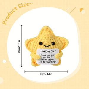 Poupée étoile positive tricotée à la main avec carte de messages positifs, cadeau de soutien émotionnel, poupée étoile au crochet pour cadeaux d'anniversaire et décoration intérieure - Product Image 2