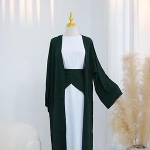 Abbigliamento Islamico: Set 2 Pezzi Abaya Aperta e Avvolgente, Abito Quotidiano per Donne Musulmane, Senza Sottoveste, Abaya per l'Eid - Product Image 4