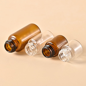 ボールキャップブラウン透明ガラスラウンド1ml 2ml 3ml 5mlエッセンシャルオイル香水テスターボトルストッパー付き - Product Image 4