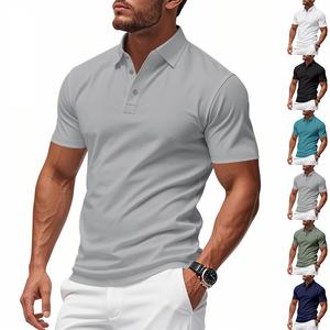 Polo da uomo estiva di tendenza, tinta unita, con risvolto e bottoni, nuova, traspirante, ad asciugatura rapida, a maniche corte, alla moda e casual. - Product Image 2
