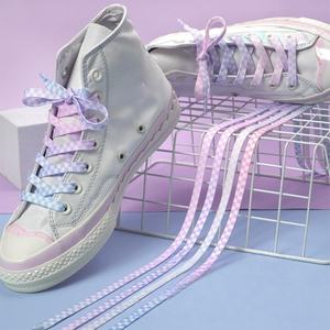 Wholesale Colorful Flat Shoelaces Custom Gradient Checkered Grid Printed Pattern Shoe <b>Laces</b> for Fashion Sneaker Sports - Product Image 1