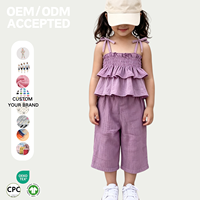 Nouvel ensemble de vêtements d'été pour bébé fille : Top court à bretelles mignon et pantalon large tendance