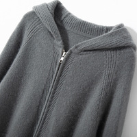 Ensembles en cachemire pour femmes en gros : Cardigan zippé à capuche et pantalon en maille, ensemble deux pièces pour la détente, personnalisable OEM