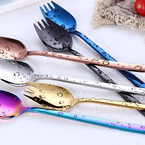Titanium PVD Stainless Steel Salad Fork Colorful SS304 Spork <strong>Spaghetti</strong> <strong>Spoon</strong> - Product Image 5