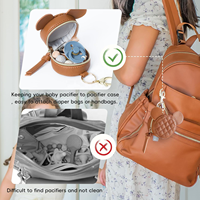 Étui de rangement pour sucettes en cuir PU pour voyage en extérieur avec clip et couvercle, mini sac de rangement pour sucettes pour poussette avec fermoir