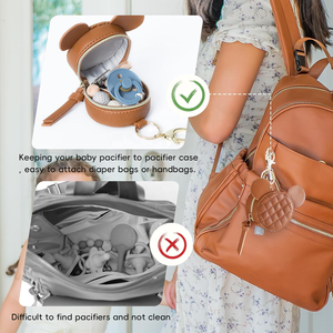 Étui de rangement pour sucettes en cuir PU pour voyage en extérieur avec clip et couvercle, mini sac de rangement pour sucettes pour poussette avec fermoir - Product Image 5