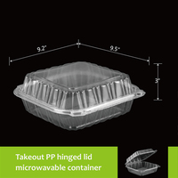 Boîte à lunch jetable en plastique transparent 9x9 pouces Contenant alimentaire à emporter avec couvercle Passe au micro-ondes pour utilisation en restaurant