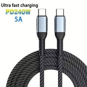 240W High Power 48V 5A <b>Type</b> <b>C</b> Fast <b>Charging</b> <b>Cable</b> Nylon Braided for Mobile Phone Computers Devices PD Compatible - Product Image 1