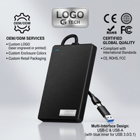 Boîtier pour disque dur SSD de 2,5 pouces, USB 3.1 type C, câble intégré, design fin et portable, boîtier en plastique, OEM ODM disponible