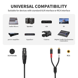 Câble audio pour microphone 3 cœurs <span class=keywords><strong>XLR</strong></span> mâle vers 2 <span class=keywords><strong>RCA</strong></span> femelle 1 vers 2, 0,3 m - Product Image 5