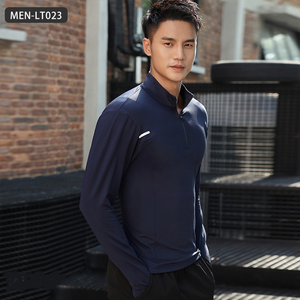 Polo de Deportes de ocio al aire libre de secado rápido para Hombre | Top de fitness de moda con media cremallera y manga larga con cuello levantado - Product Image 6