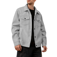 Chemise-veste décontractée sportive en velours côtelé pour homme, manches longues, col rabattu, simple boutonnage, poches fonctionnelles, vêtement d'extérieur tendance