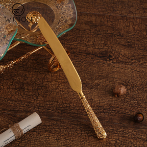 <span class=keywords><strong>Pelle</strong></span> à <span class=keywords><strong>Pizza</strong></span> en acier inoxydable de nouveau Style avec manche en fleur couteau de service à gâteau en or et ensemble de couverts de serveur de gâteau Restaurant House - Product Image 3