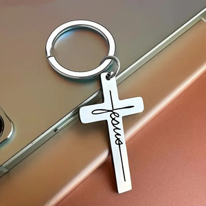Porte-clés en acier inoxydable avec crucifix religieux, croix <span class=keywords><strong>de</strong></span> <span class=keywords><strong>la</strong></span> foi, <span class=keywords><strong>Jésus</strong></span>, cadeau <span class=keywords><strong>de</strong></span> prière chrétienne, breloque, accessoires <span class=keywords><strong>de</strong></span> bijoux - Product Image 3