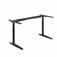 Bureau debout électrique ergonomique noir, durable, à double moteur, 3 niveaux, réglable en hauteur pour le bureau