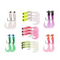 Lot d'appâts souples pour la pêche, set de leurres luya en silicone avec tête plombée, en forme d'insecte, matériel pour attraper des poissons