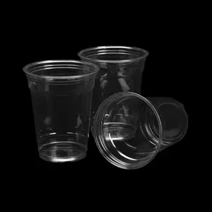 Vente en gros de bols et tasses à fruits 200ml 500ml 16oz avec logo personnalisé Gobelets en plastique PET PP jetables transparents et réutilisables pour jus de café
