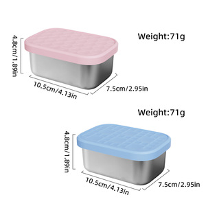 Recipientes rectangulares metálicos para almacenar alimentos con tapas de clip, apilables, para conservar la frescura, para uso en refrigerador y viajes. - Product Image 5