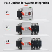 Interrupteur de transfert automatique solaire QTQ6 125A ATS, commutateur de commutation PV double alimentation 2P 3P 4P pour système d'énergie photovoltaïque