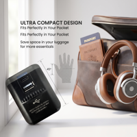 Adaptador de Viaje Universal con Enchufe Retráctil, USB Tipo C PD 20W, Carga Rápida, Resistente al Fuego, Certificado CE, RoHS, FCC, UKCA, para Reino Unido, UE, EE. UU., Australia
