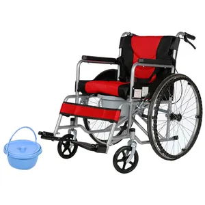 Detachable Portable Wheel Chair Lightweight Steel Manual Wheelchair Rolling Chair For Disabled With Commode