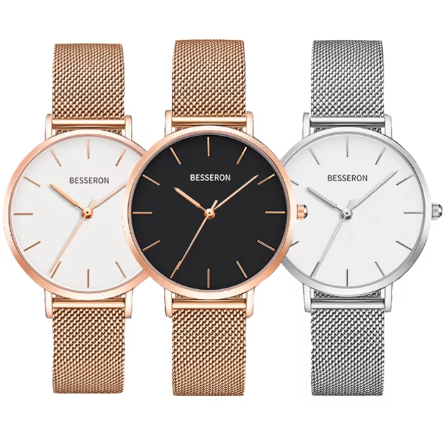 Rose gold case with white dial