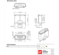 Connecteur USB 614105150621 WR-COM Micro THT Type AB Vertical en alliage de cuivre 1.8A 30V Wurth Elektronik Bobine -40°C à +85°C