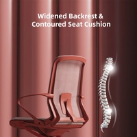 Chaise de bureau ergonomique en maille, dossier moyen, rose, avec support lombaire, inclinable et réglable, pour le bureau à domicile