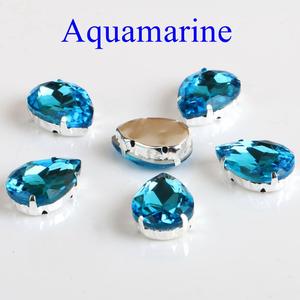 พลอยแก้วรูปทรงหยดน้ำพร้อมกรงเล็บเย็บบนหยดน้ำตาคริสตัลหินเพชรฐานโลหะหัวเข็มขัดตกแต่งงานแต่งงาน - Product Image 5