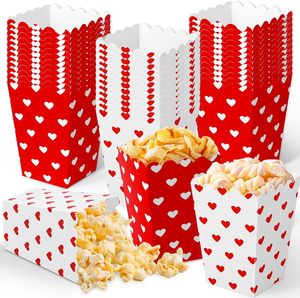 Cajas de Palomitas de Maíz para el <span class=keywords><strong>Día</strong></span> de San Valentín de 16 oz, Contenedor de Cartón para Palomitas de Maíz, Cajas Rojas y Blancas con Forma de Corazón para Regalos, Dulces y Golosinas para Bodas - Product Image 1