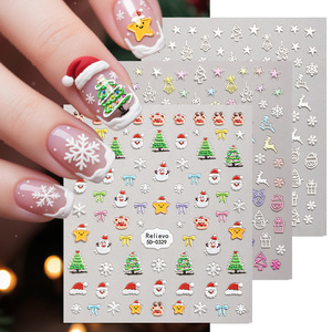 Nuevas pegatinas navideñas 5D para uñas, calcomanías autoadhesivas en relieve para decoración de uñas, decoración festiva para salón de manicura, venta al por mayor - Product Image 1