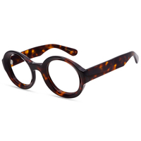 Grande monture de lunettes ronde en acétate mat vintage-Cadre vintage fait à la main avec lentilles en nylon multicolore et traitement de la texture